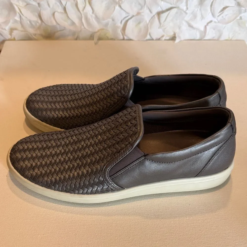 Ecco Women's Black Woven Slip-On Sneakers